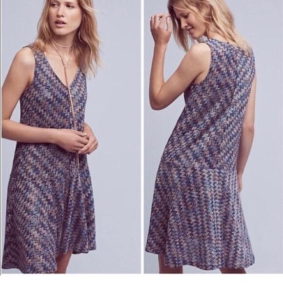 Maeve Westwater Purple Chevron Knit  Antropologie Midi Dress - Picture 1 of 7